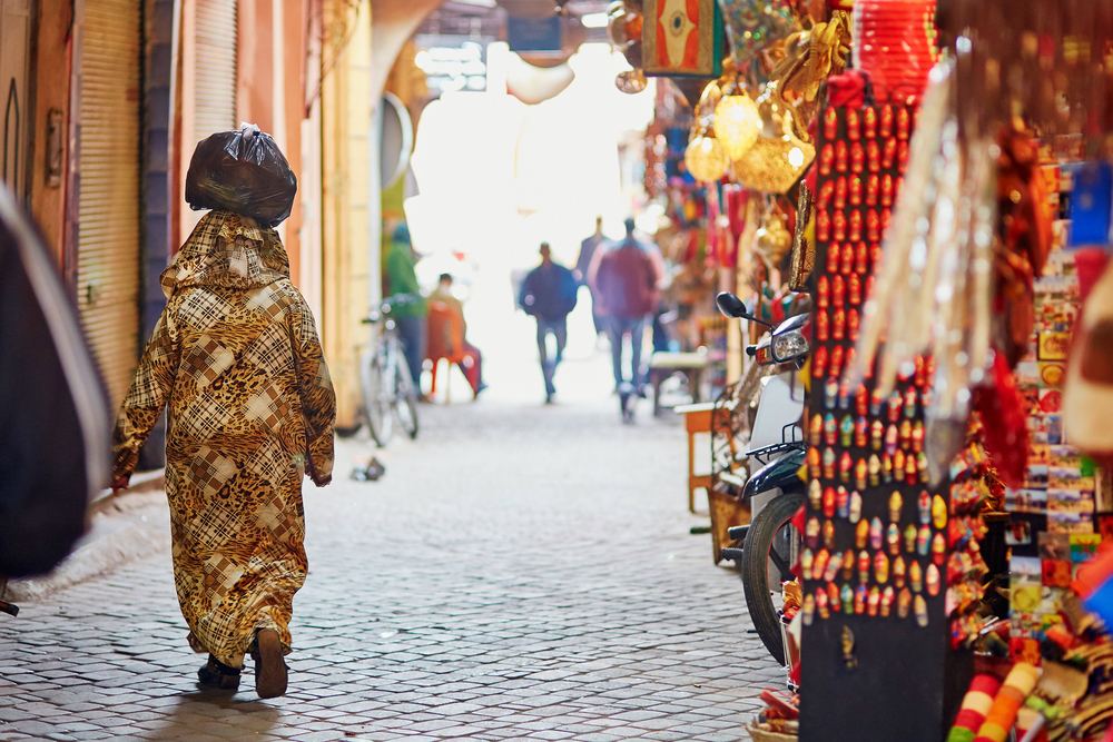 Women,On,Moroccan,Market,(souk),In,Marrakech,,Morocco